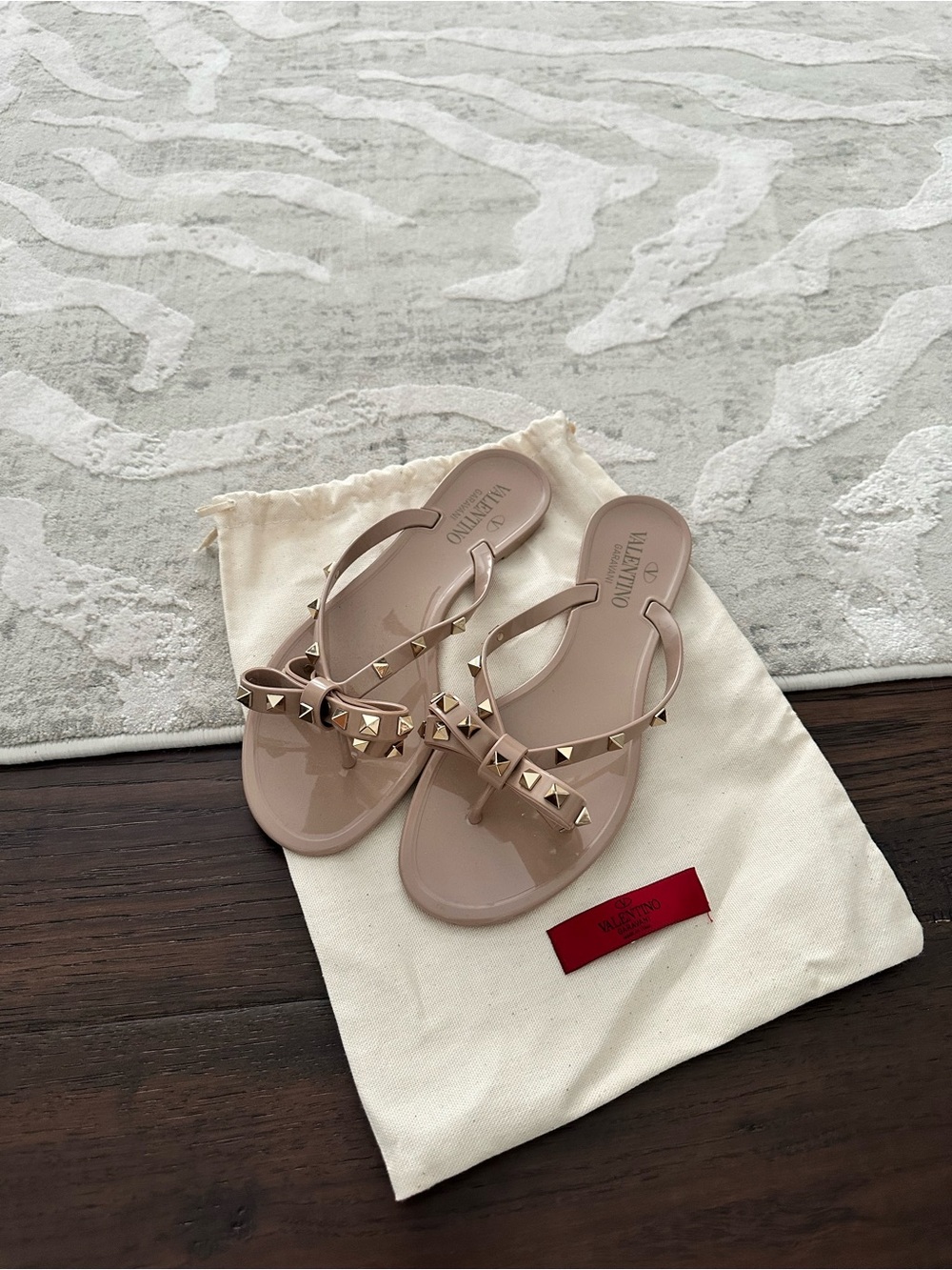 Valentino Garavani Women’s Rockstud PVC Thong Sandals (Dust Bag Included)